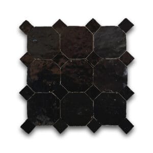 Zellige octagon zwart glans